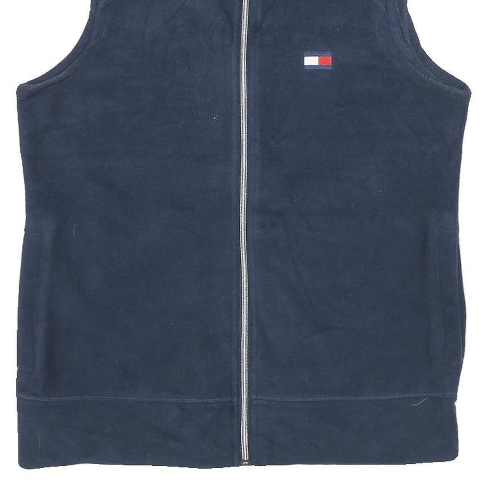 TOMMY HILFIGER Mens Navy Blue Sleeveless Jacket S Polyester Plain Zip Casual