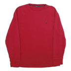 POLO RALPH LAUREN Mens Red Jumper Plain Crew Neck Basic Knit XL Classic Logo