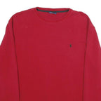 POLO RALPH LAUREN Mens Red Jumper Plain Crew Neck Basic Knit XL Classic Logo