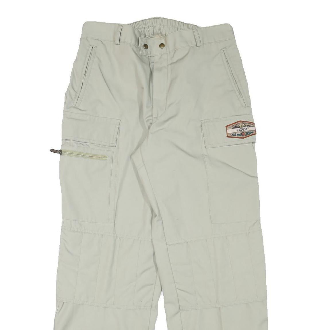 EIDER Mens Relaxed Off White Polyester Blend Zip Trousers W30 L29 Outdoor Cargo