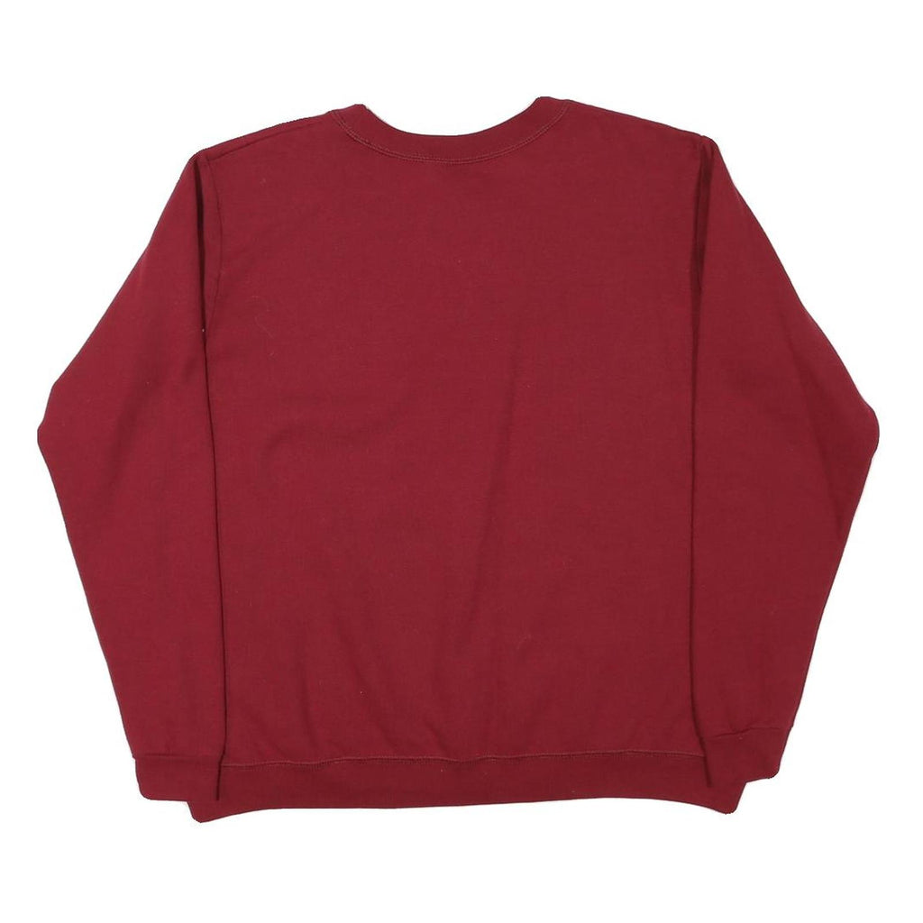 GILDAN Mens Red Crew Neck L Basic Plain Cotton Blend Sweatshirt