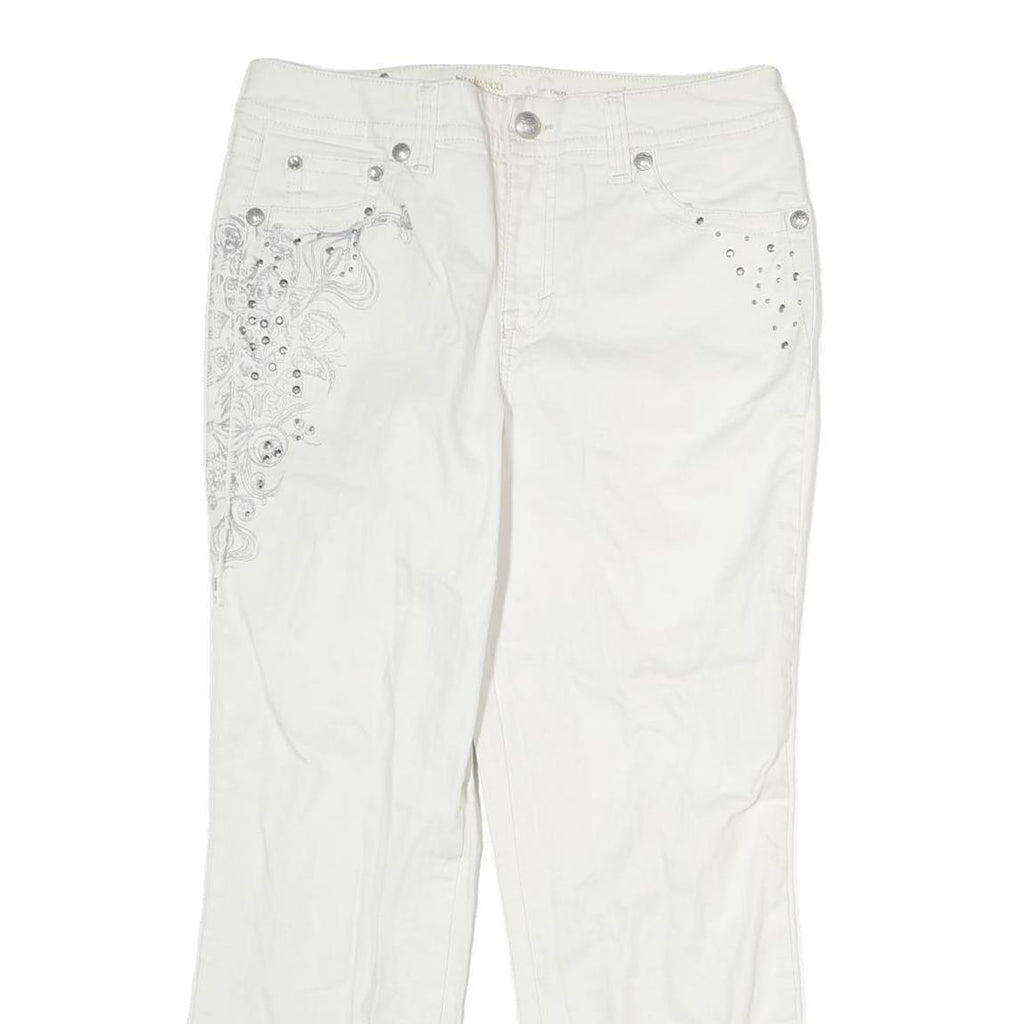 STYLE & CO Womens Regular Fit White Cotton Jeans W30 L25 Embroidered Pocket