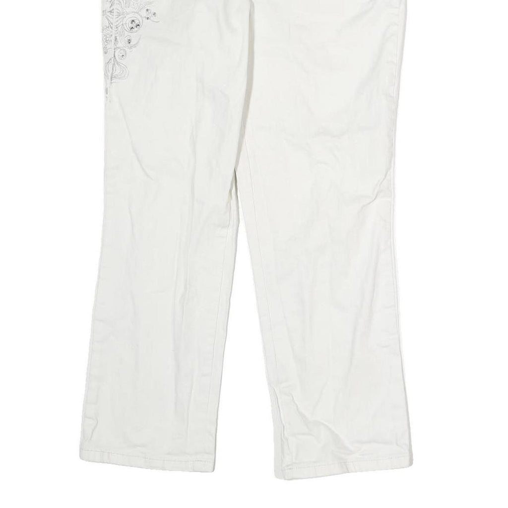 STYLE & CO Womens Regular Fit White Cotton Jeans W30 L25 Embroidered Pocket