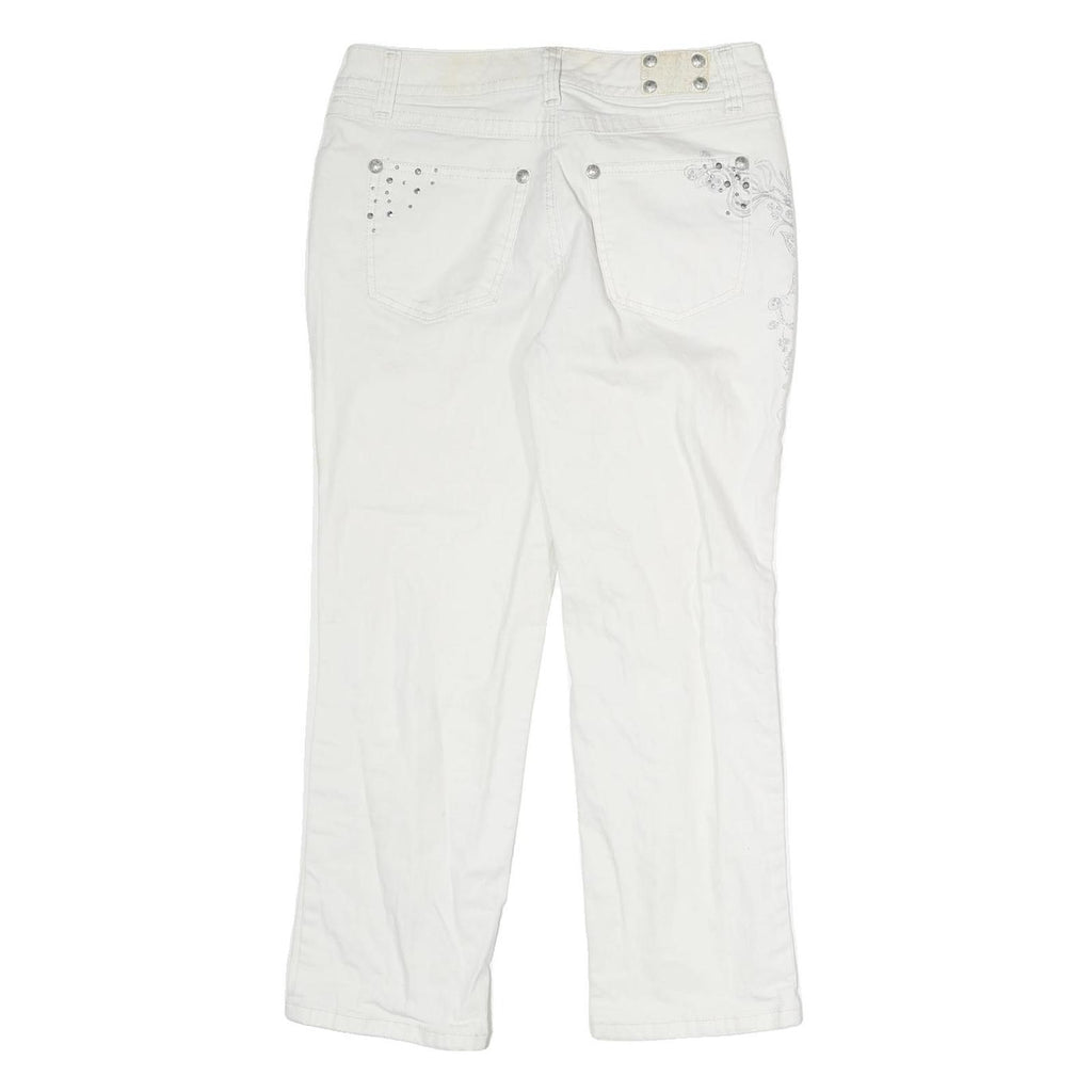 STYLE & CO Womens Regular Fit White Cotton Jeans W30 L25 Embroidered Pocket