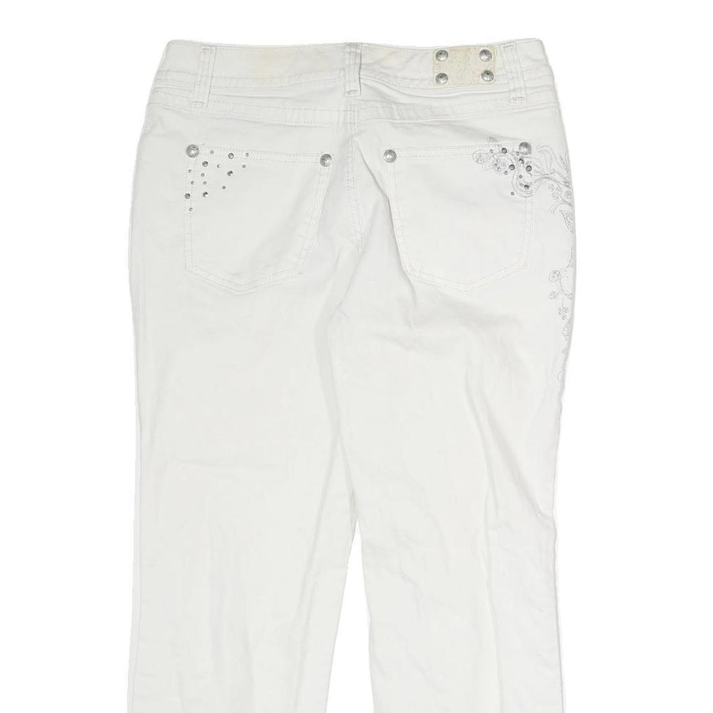 STYLE & CO Womens Regular Fit White Cotton Jeans W30 L25 Embroidered Pocket