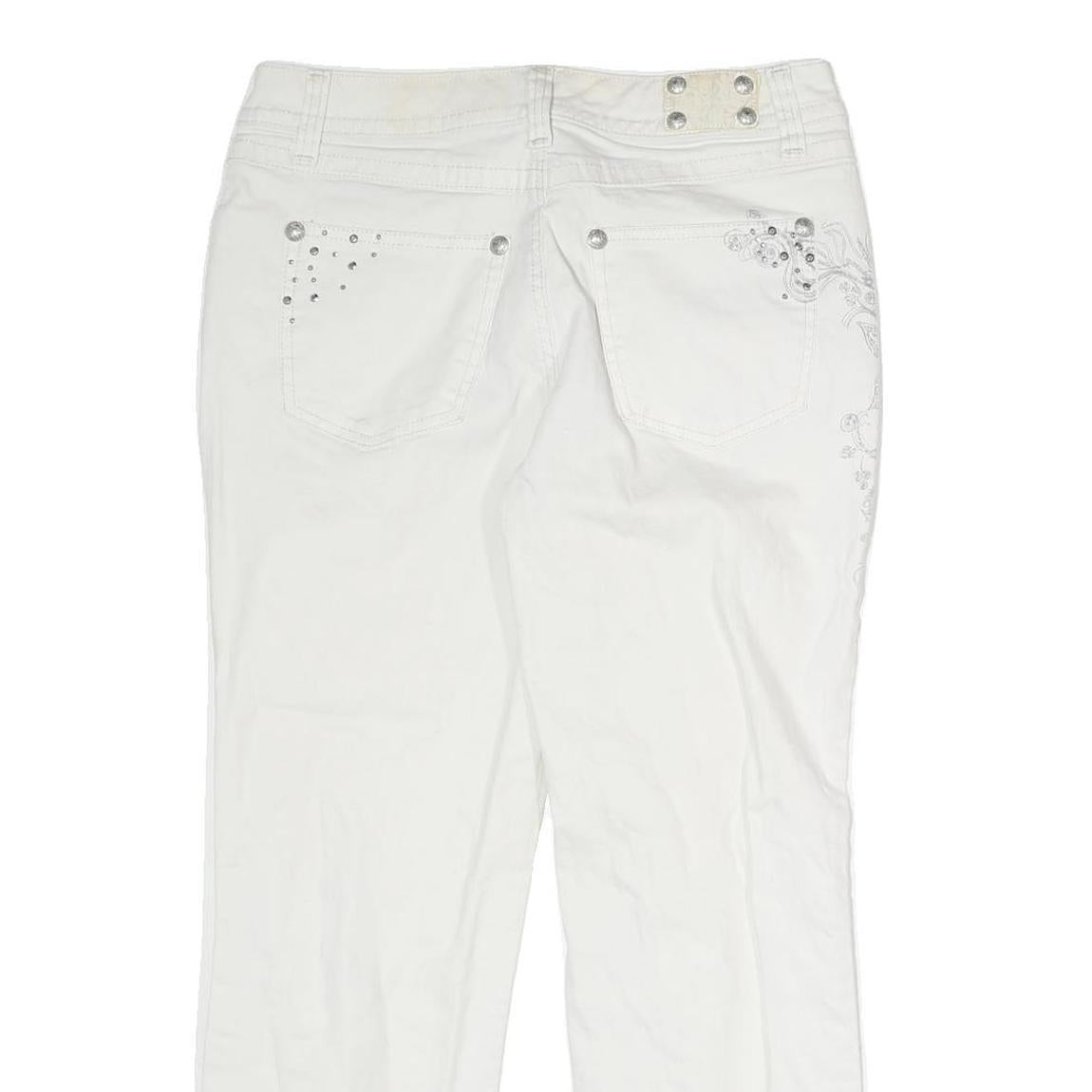 STYLE & CO Womens Regular Fit White Cotton Jeans W30 L25 Embroidered Pocket