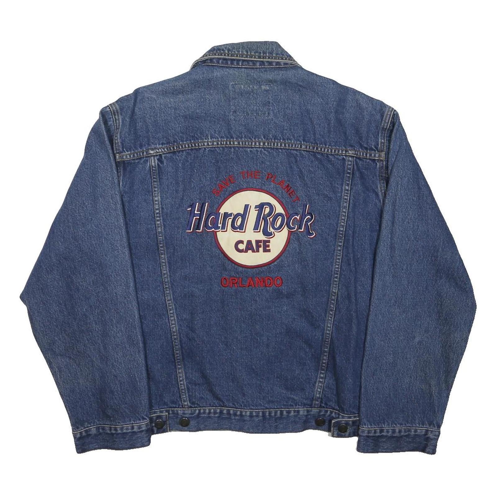HARD ROCK CAFE Mens Blue Denim Button Jacket S Save The Planet Orlando
