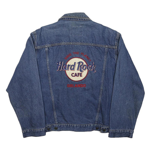 HARD ROCK CAFE Mens Blue Denim Button Jacket S Save The Planet Orlando