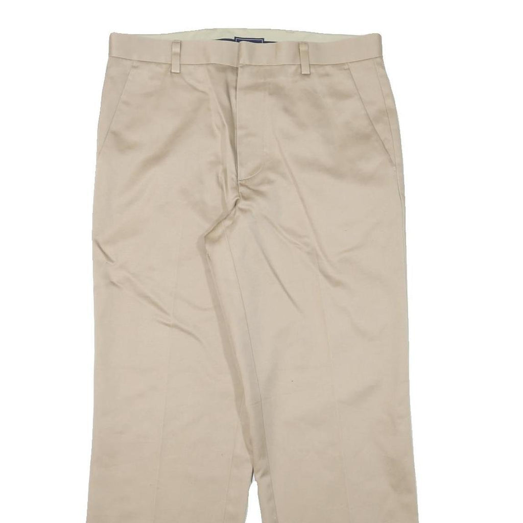 DOCKERS Mens Cotton Blend Beige Relaxed Straight Trousers W34 L30 Classic Zip