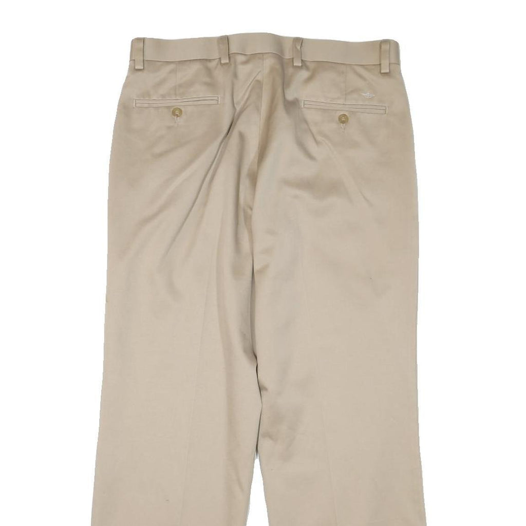 DOCKERS Mens Cotton Blend Beige Relaxed Straight Trousers W34 L30 Classic Zip