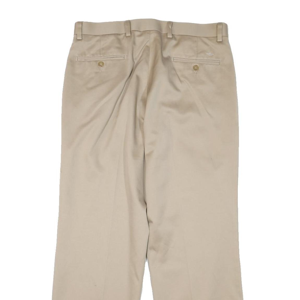 DOCKERS Mens Cotton Blend Beige Relaxed Straight Trousers W34 L30 Classic Zip