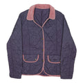 BARBOUR Womens Blue & Pink Quilted Jacket UK 14 Polyester Blend Button Closure