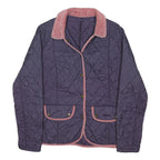 BARBOUR Womens Blue & Pink Quilted Jacket UK 14 Polyester Blend Button Closure