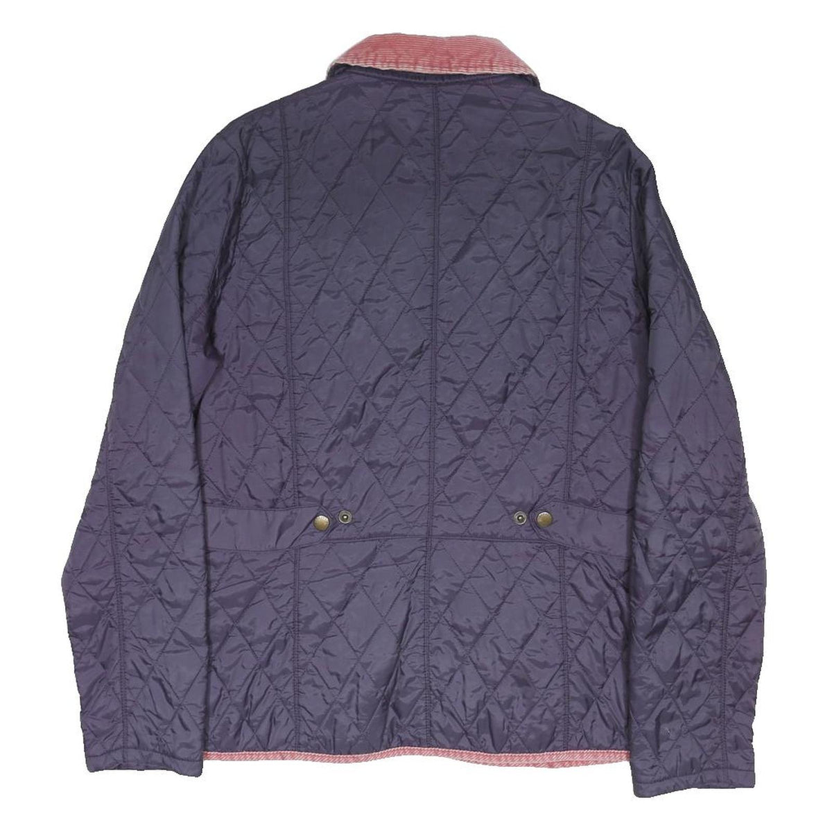 BARBOUR Womens Blue & Pink Quilted Jacket UK 14 Polyester Blend Button Closure