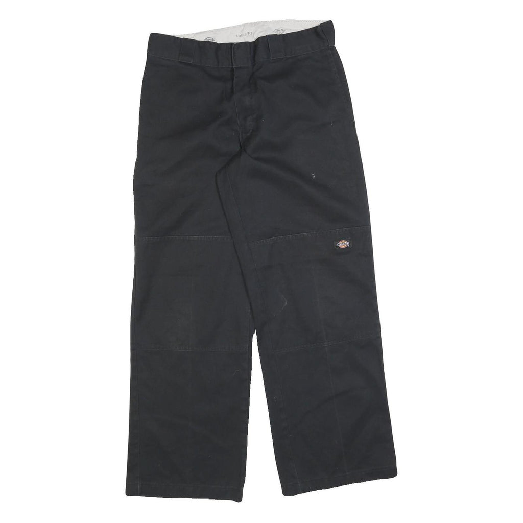 DICKIES Mens Cotton Blend Black Regular Fit Straight Leg Trousers W30 L30