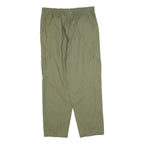 GREENVILLAGE Mens Cotton Blend Green Relaxed Cargo Trousers W34 L32 Drawstring