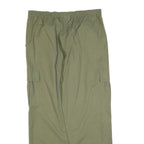 GREENVILLAGE Mens Cotton Blend Green Relaxed Cargo Trousers W34 L32 Drawstring