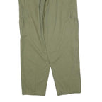 GREENVILLAGE Mens Cotton Blend Green Relaxed Cargo Trousers W34 L32 Drawstring
