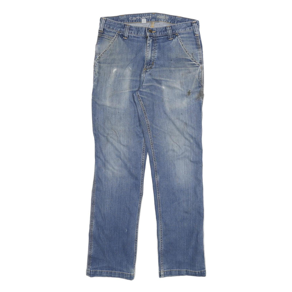 CARHARTT Mens Blue Relaxed Straight Denim Medium W32 L32 Workwear Zip Jeans