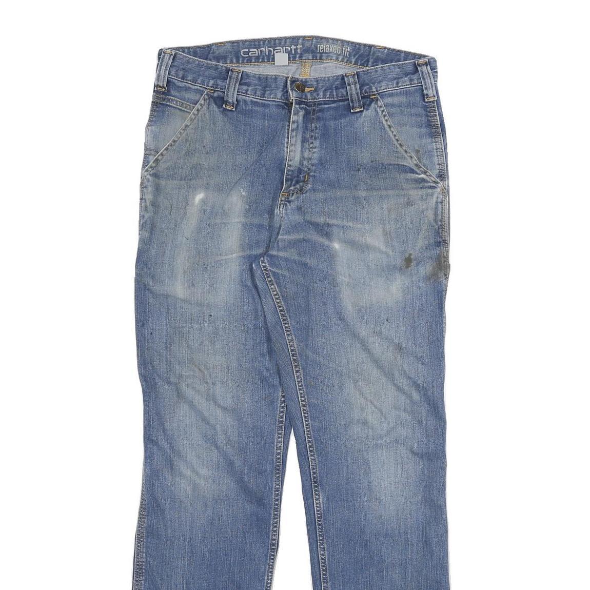 CARHARTT Mens Blue Relaxed Straight Denim Medium W32 L32 Workwear Zip Jeans