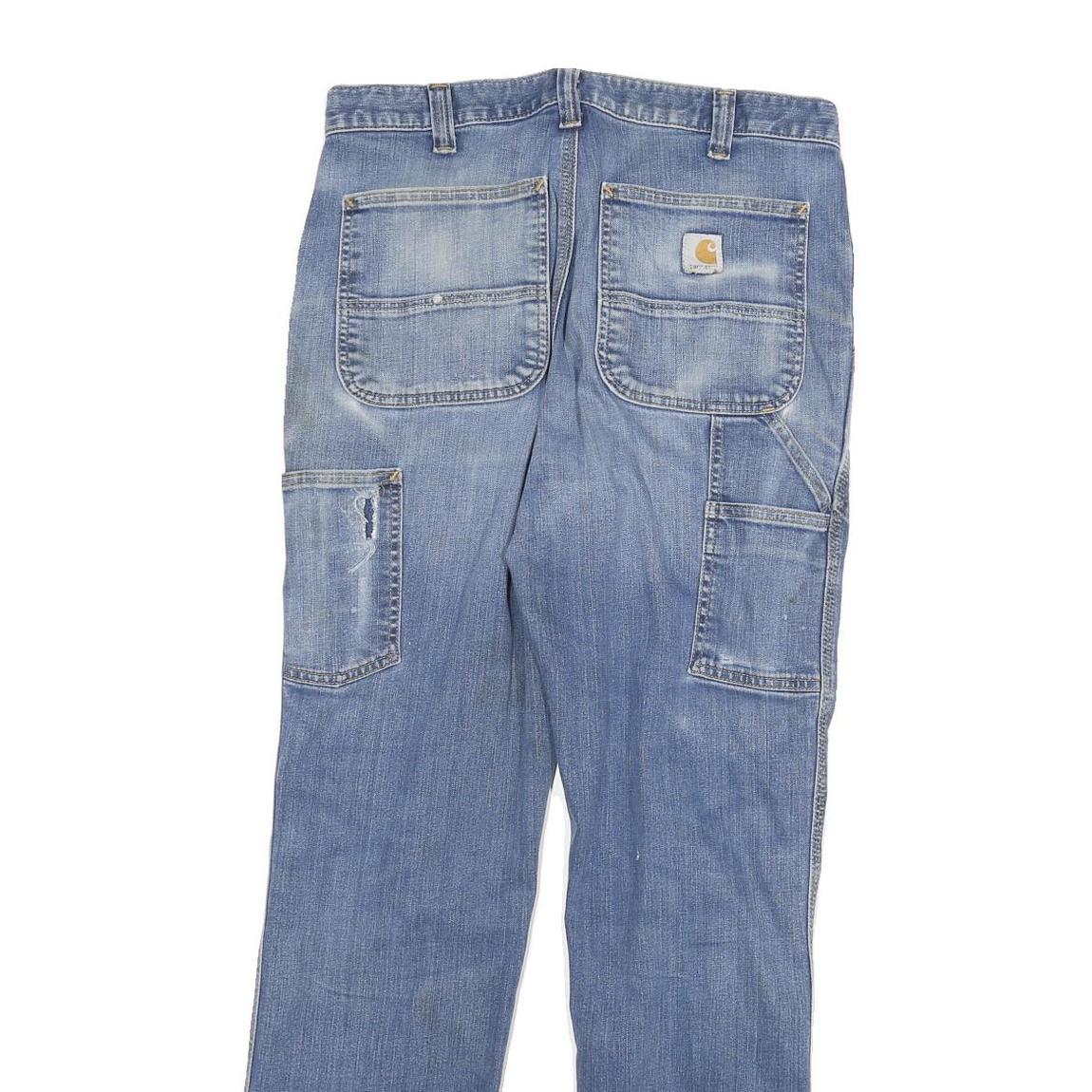 CARHARTT Mens Blue Relaxed Straight Denim Medium W32 L32 Workwear Zip Jeans