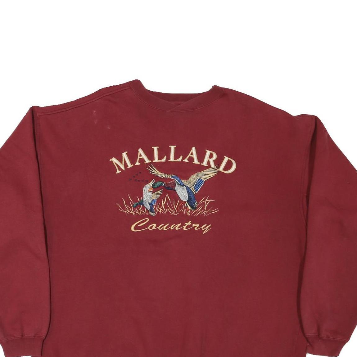 LOST JENNAIN Mens Maroon Crew Neck XL Mallard Country Graphic Sweatshirt