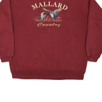 LOST JENNAIN Mens Maroon Crew Neck XL Mallard Country Graphic Sweatshirt