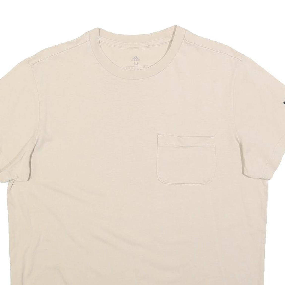 ADIDAS Womens Cream T-Shirt M Short Sleeve Crew Neck Pocket Floral Graphic