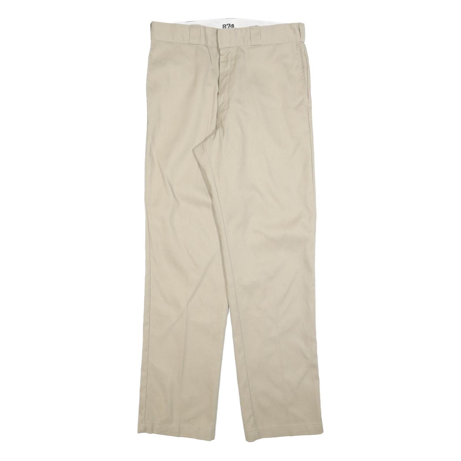 DICKIES Mens Regular Fit Beige Cotton Blend Trousers W34 L34 Workwear Zip