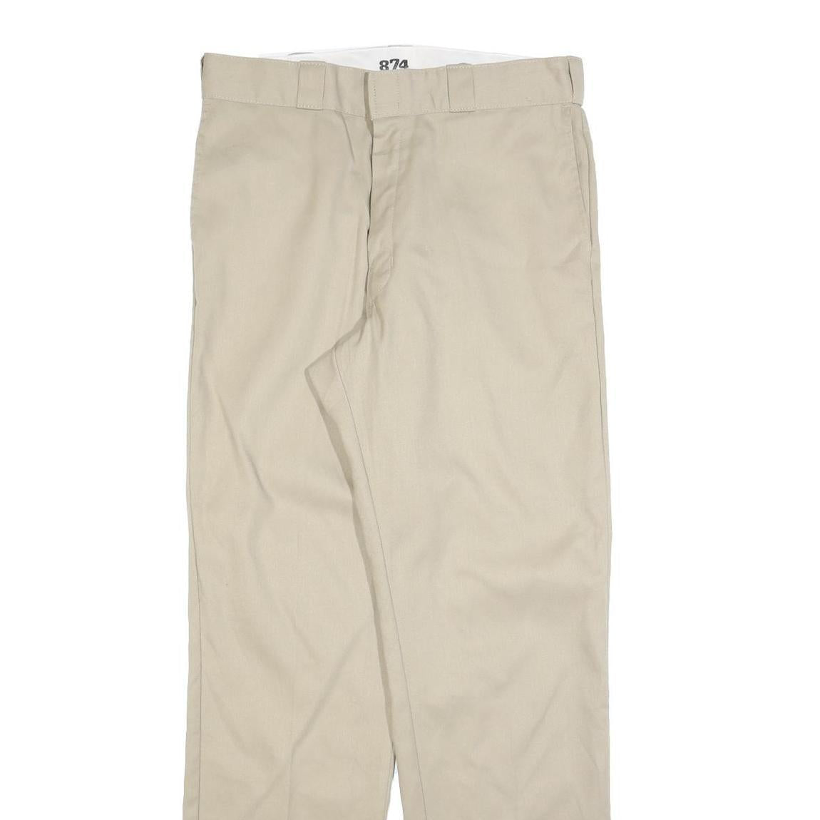 DICKIES Mens Regular Fit Beige Cotton Blend Trousers W34 L34 Workwear Zip