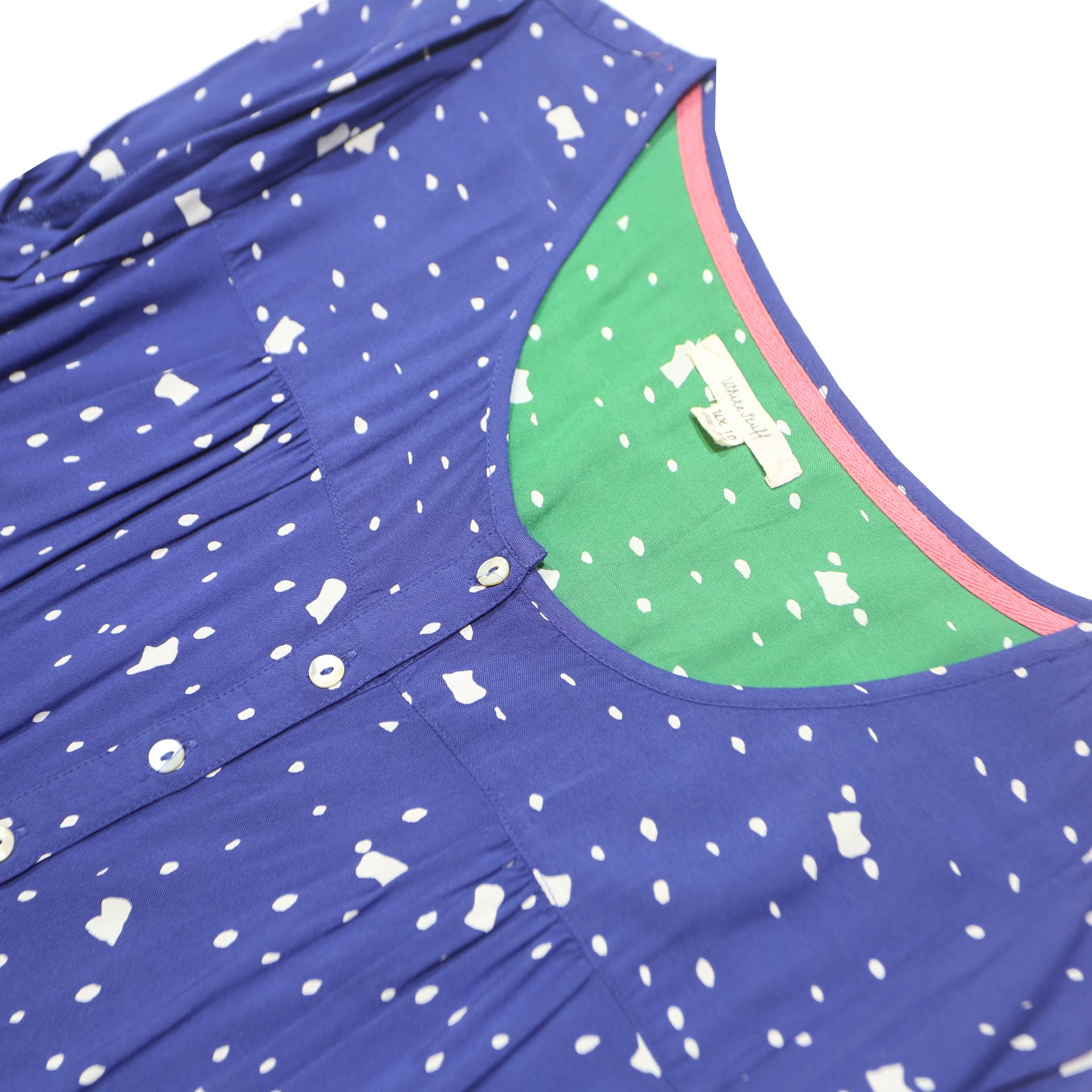 WHITE STUFF Womens Blue & White Polka Dot Playsuit V-Neck Sleeveless Button UK
