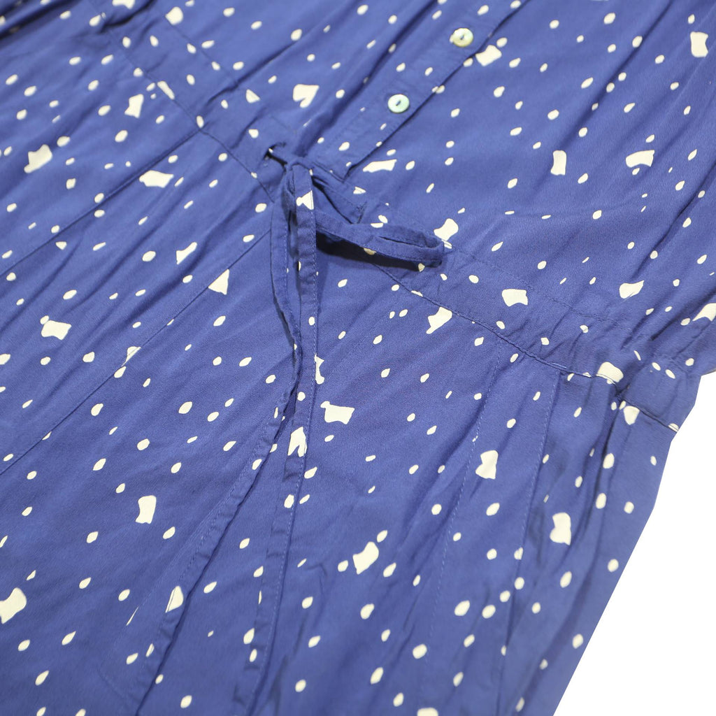 WHITE STUFF Womens Blue & White Polka Dot Playsuit V-Neck Sleeveless Button UK