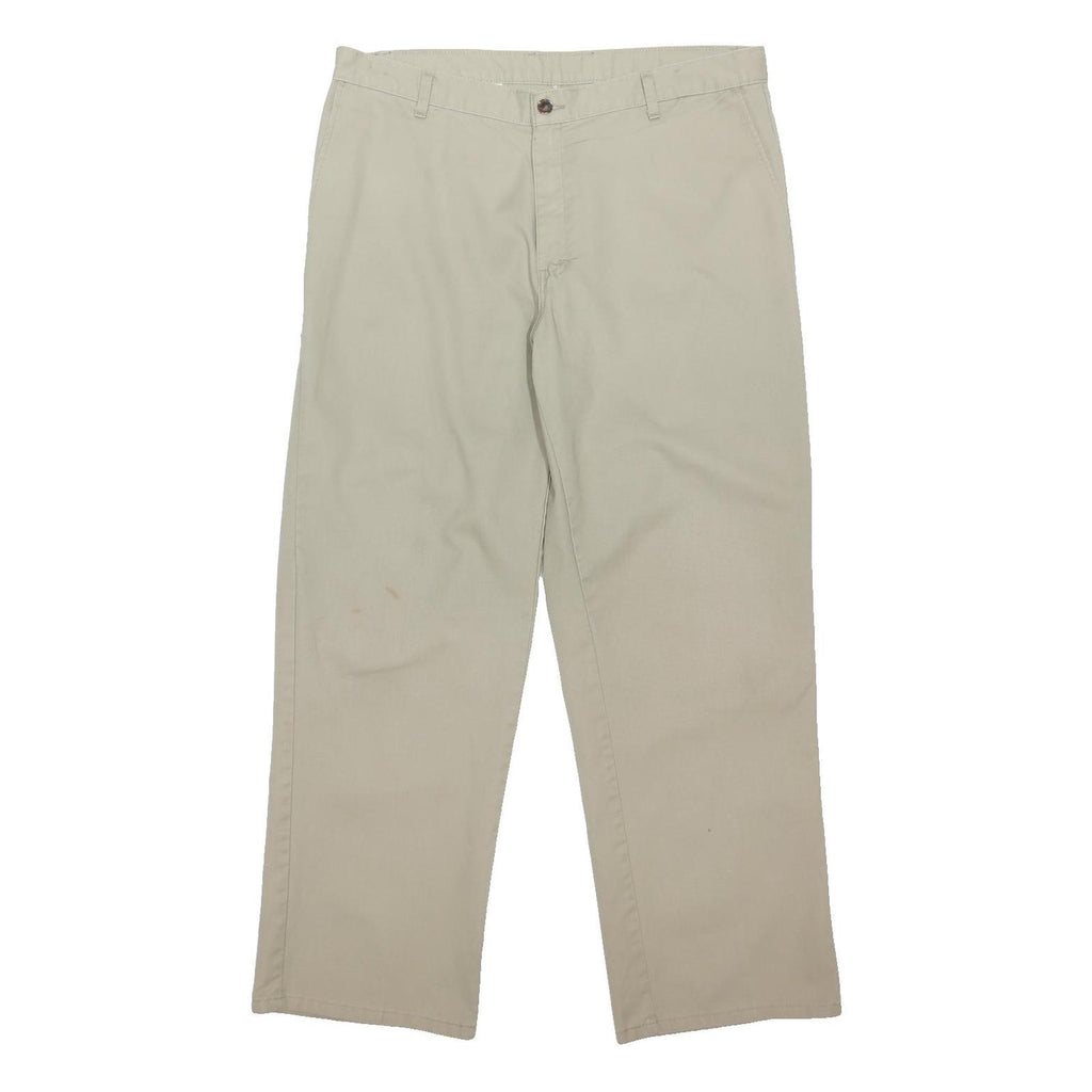 DICKIES Mens Regular Beige Button Closure Cotton Blend Trousers W38 L31 Casual