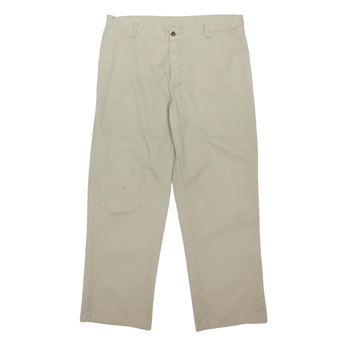 DICKIES Mens Regular Beige Button Closure Cotton Blend Trousers W38 L31 Casual