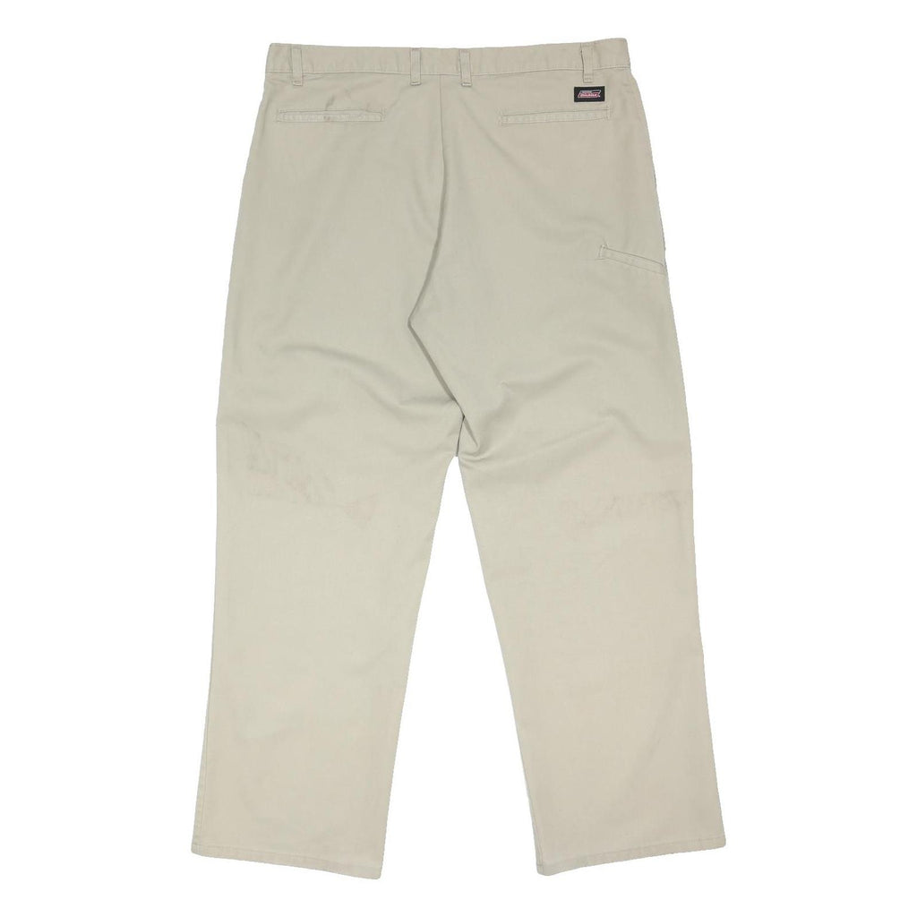 DICKIES Mens Regular Beige Button Closure Cotton Blend Trousers W38 L31 Casual