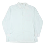 Mens White & Light Blue Striped Shirt L Cotton Blend Classic Button Down Casual