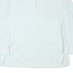 Mens White & Light Blue Striped Shirt L Cotton Blend Classic Button Down Casual