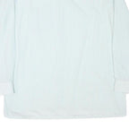 Mens White & Light Blue Striped Shirt L Cotton Blend Classic Button Down Casual