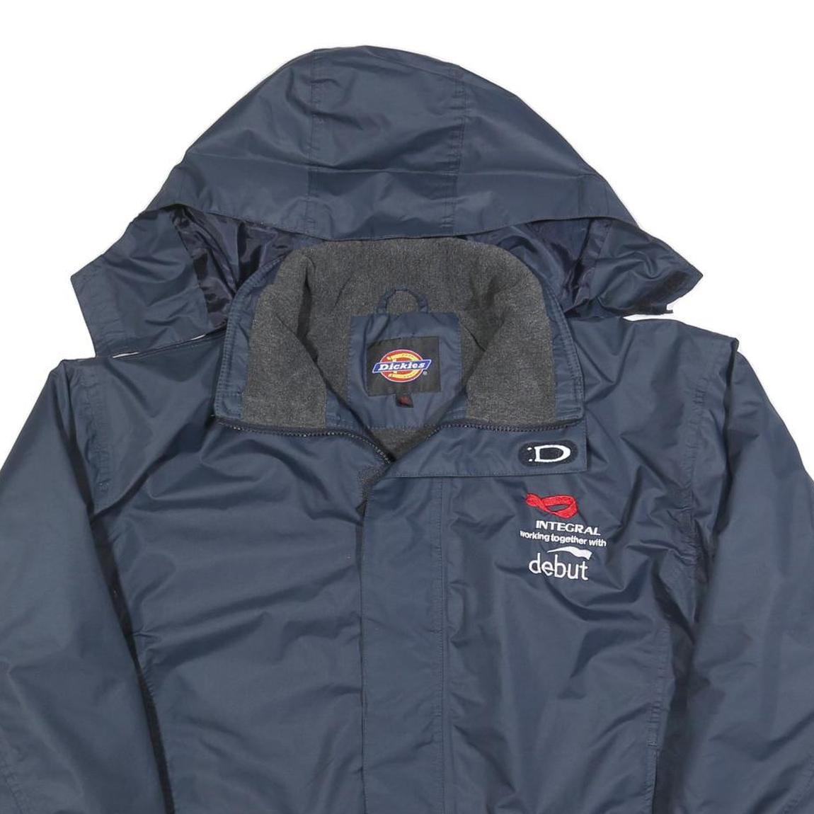 DICKIES Mens Navy Blue Outdoor Jacket M Polyester Blend Zip Hooded Plain