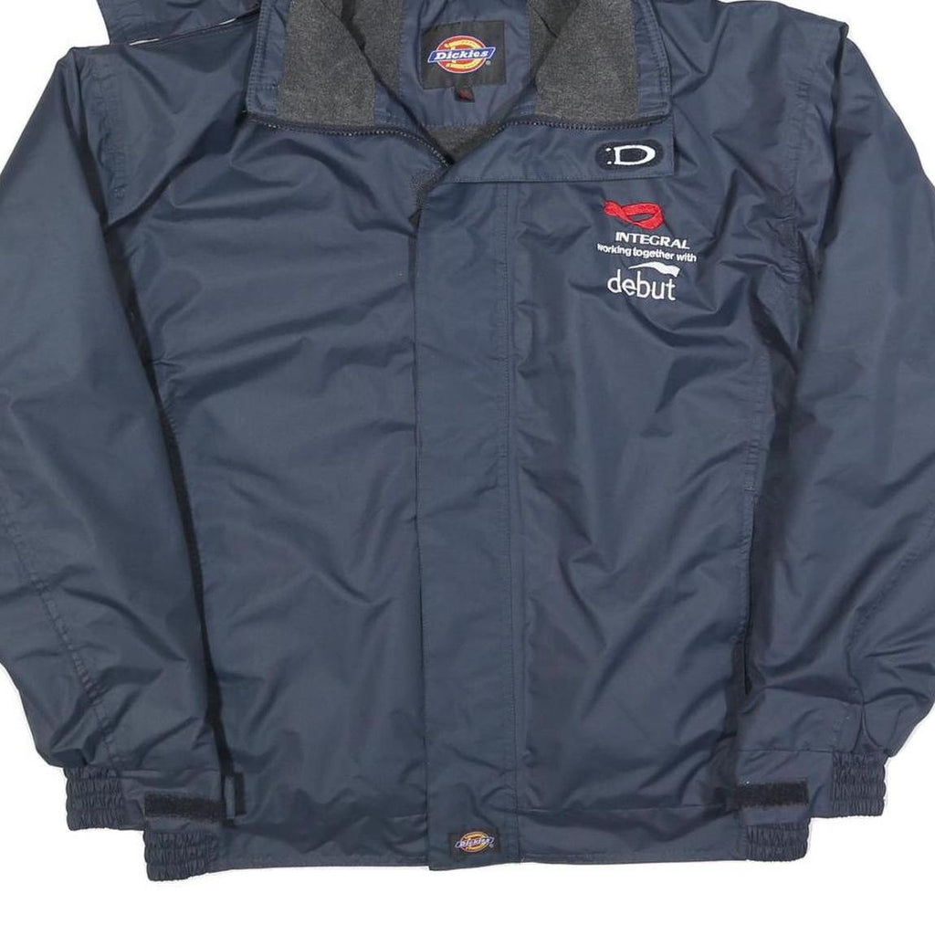 DICKIES Mens Navy Blue Outdoor Jacket M Polyester Blend Zip Hooded Plain