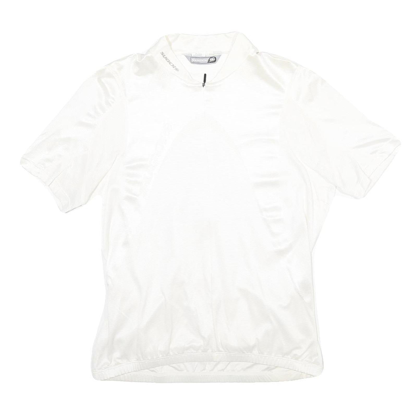SUGOI Mens White Cycling Jersey L Short Sleeve 1/4 Zip Sports Top