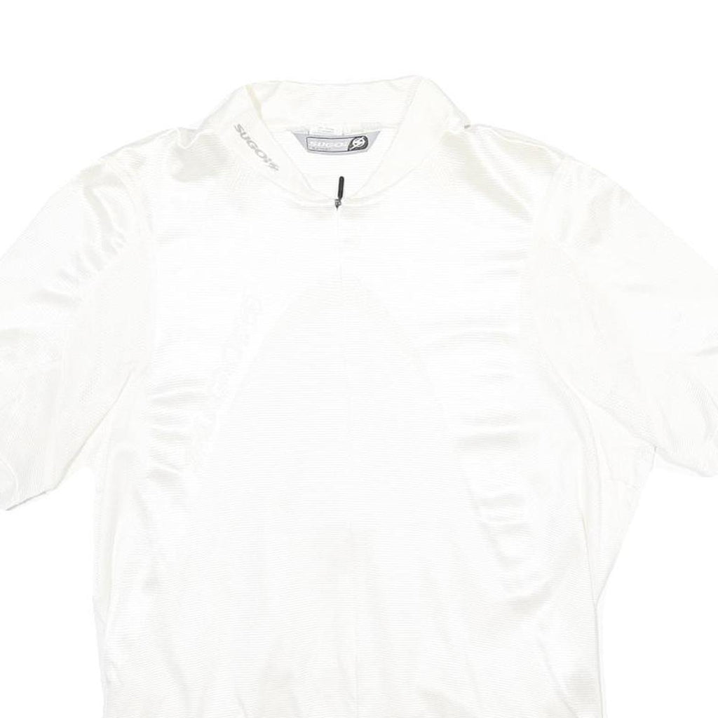 SUGOI Mens White Cycling Jersey L Short Sleeve 1/4 Zip Sports Top