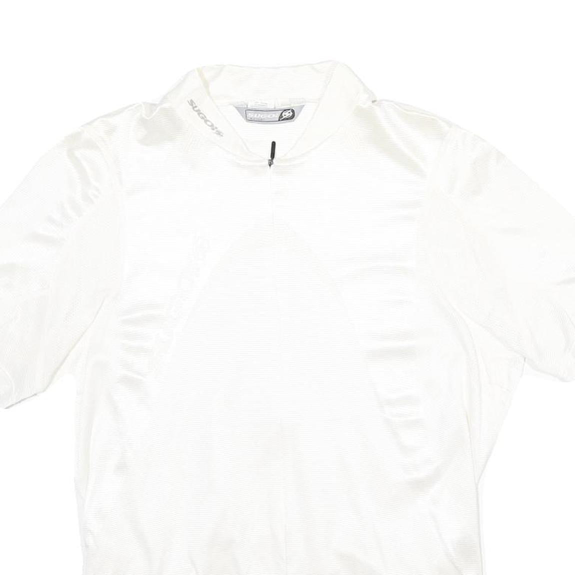 SUGOI Mens White Cycling Jersey L Short Sleeve 1/4 Zip Sports Top