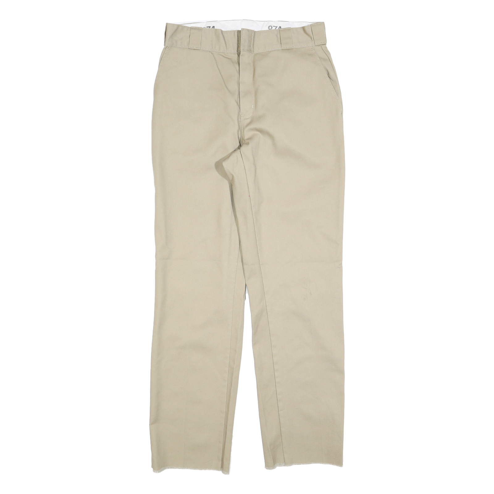 DICKIES Mens Regular Fit Beige Cotton Blend Trousers W30 L30 Classic Zip Closure