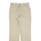 DICKIES Mens Regular Fit Beige Cotton Blend Trousers W30 L30 Classic Zip Closure