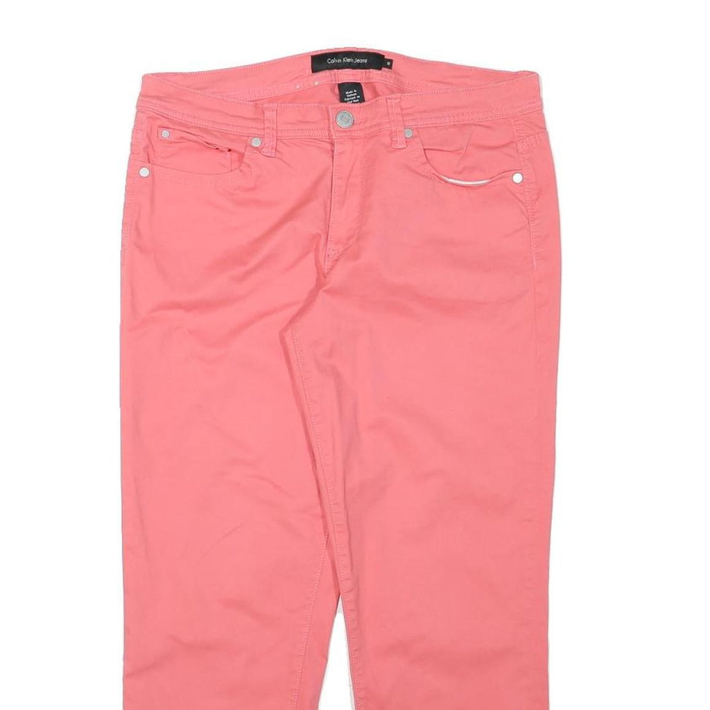 CALVIN KLEIN JEANS Womens Cotton Blend Pink Regular Fit Straight Trousers W32
