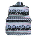 Mens Blue Black & Purple Patterned Quilted Zip Jacket M Polyester Casual Warm