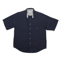 BUGLE BOY Mens Navy Blue Cotton Shirt XL Casual Button Up Short Sleeve