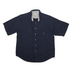BUGLE BOY Mens Navy Blue Cotton Shirt XL Casual Button Up Short Sleeve