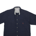 BUGLE BOY Mens Navy Blue Cotton Shirt XL Casual Button Up Short Sleeve